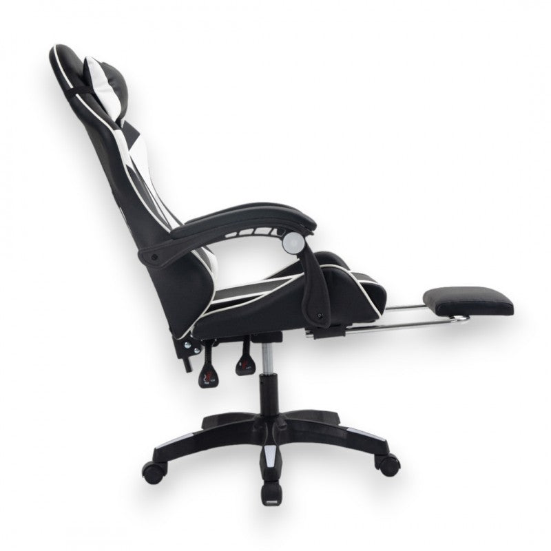 Spēļu krēsls EC Gaming, 51 x 53 x 125 - 133 cm, melna krās/balta krās.