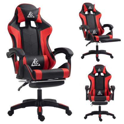 Spēļu krēsls EC Gaming, 51 x 53 x 125 - 133 cm, melna krās/sarkana krās.