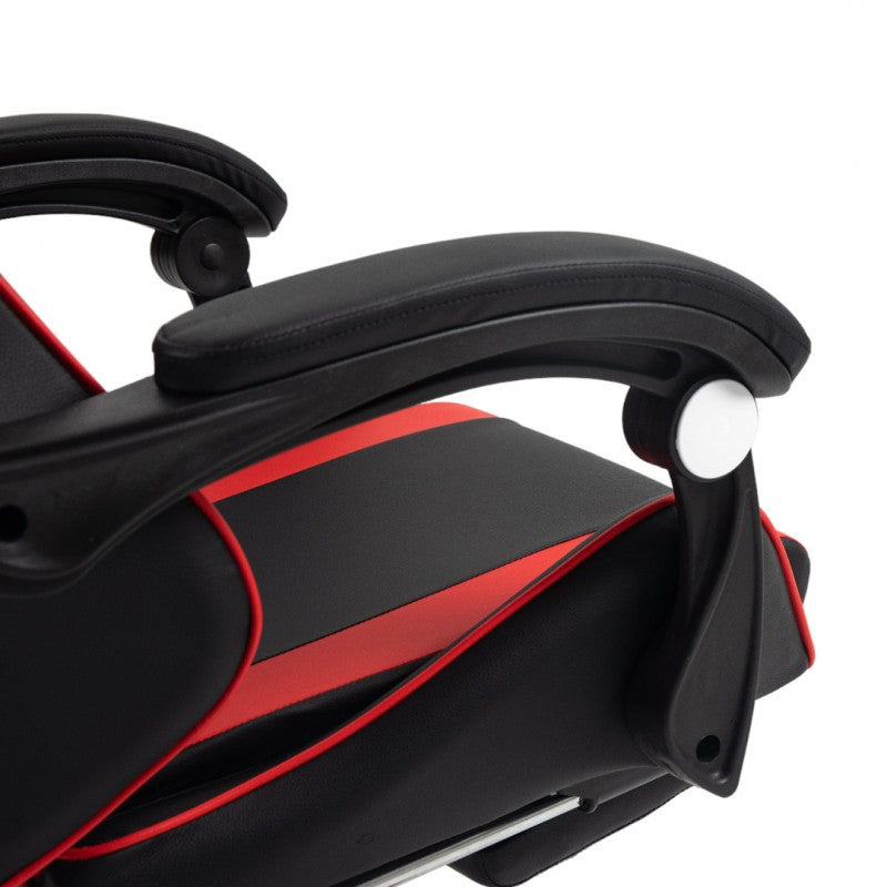 Spēļu krēsls EC Gaming, 51 x 53 x 125 - 133 cm, melna krās/sarkana krās.