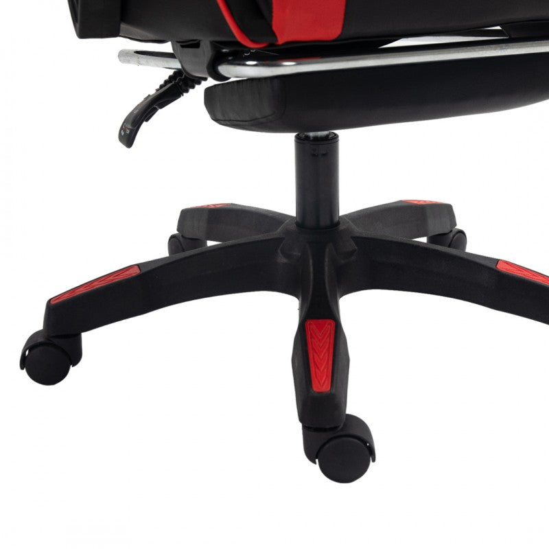 Spēļu krēsls EC Gaming, 51 x 53 x 125 - 133 cm, melna krās/sarkana krās.