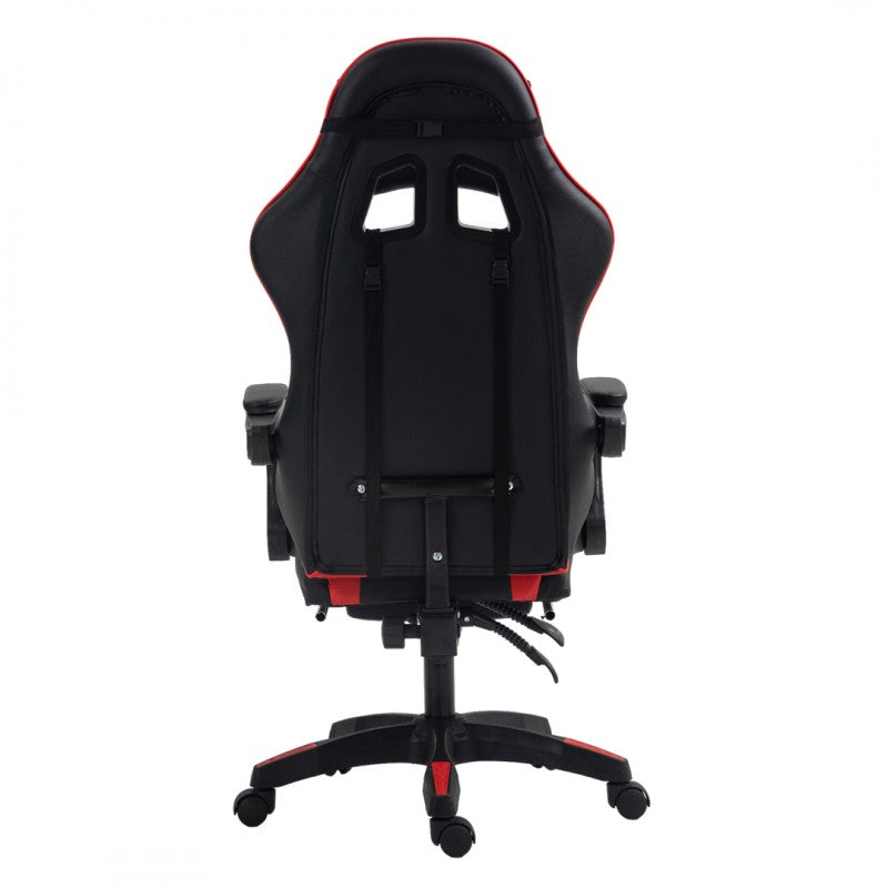 Spēļu krēsls EC Gaming, 51 x 53 x 125 - 133 cm, melna krās/sarkana krās.