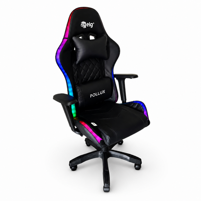 Gaming datorkrēsls ar RGB apgaismojumu, masāžas funkciju, melns