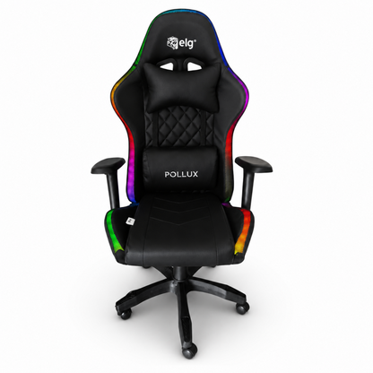 Gaming datorkrēsls ar RGB apgaismojumu, masāžas funkciju, melns