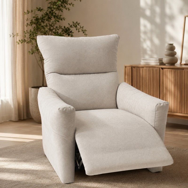 Luxury Recliner Chair NOX with Footrest & Full Recline Function (Beige)
