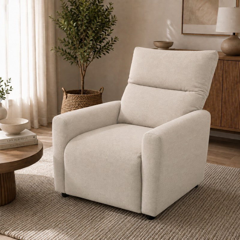 Luxury Recliner Chair NOX with Footrest & Full Recline Function (Beige)