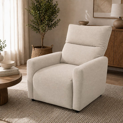 Luxury Recliner Chair NOX with Footrest & Full Recline Function (Beige)