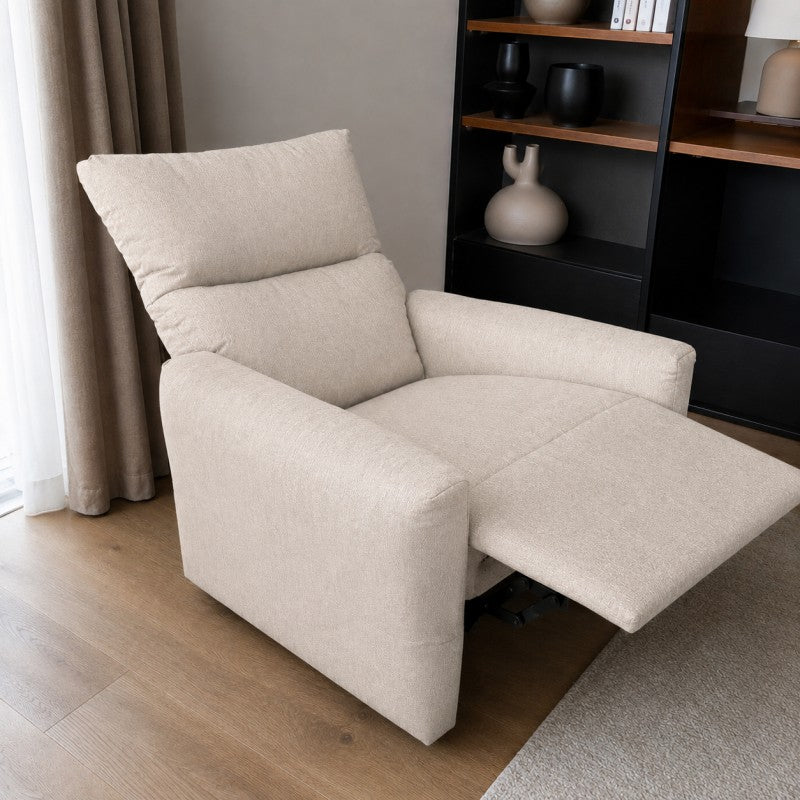 Luxury Recliner Chair NOX with Footrest & Full Recline Function (Beige)