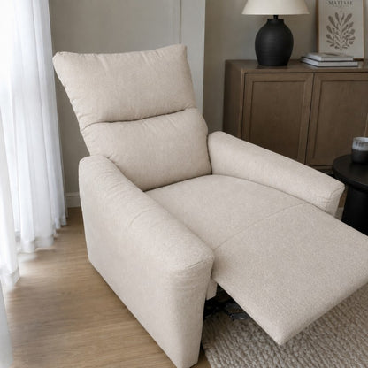 Luxury Recliner Chair NOX with Footrest & Full Recline Function (Beige)