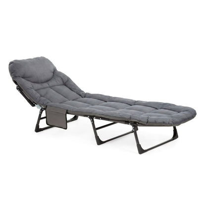 Saliekamā kempinga gulta / gultas-krēsls Springos CS0188 ar regulējamu atzveltni, pelēka, CS0188