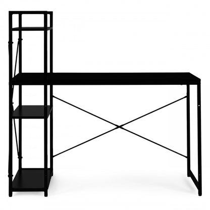 LOFT stila rakstāmgalds ar plauktu 120 × 60 cm, melns