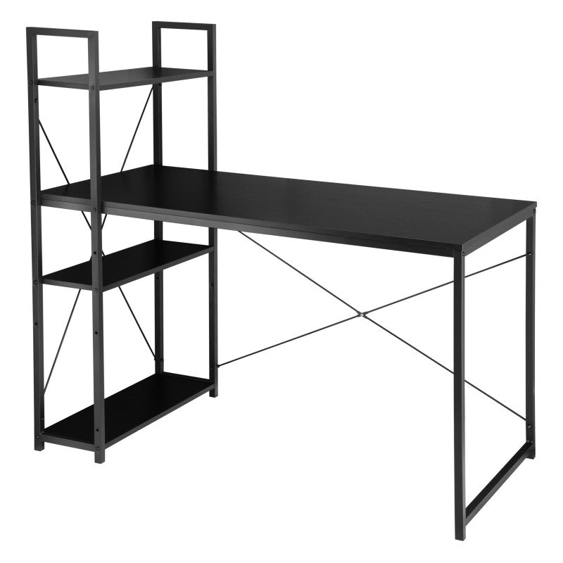 LOFT stila rakstāmgalds ar plauktu 120 × 60 cm, melns