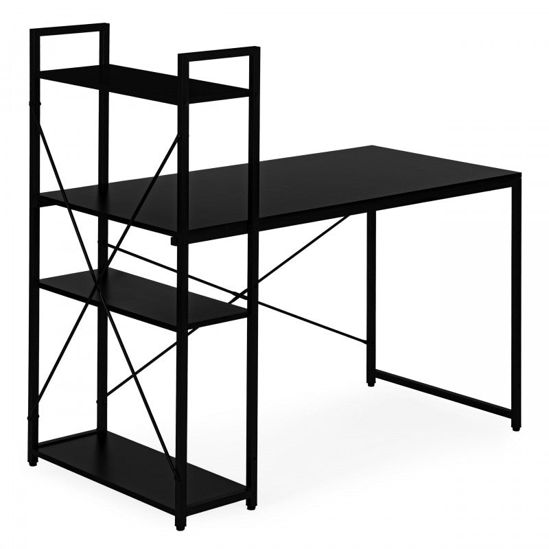 LOFT stila rakstāmgalds ar plauktu 120 × 60 cm, melns