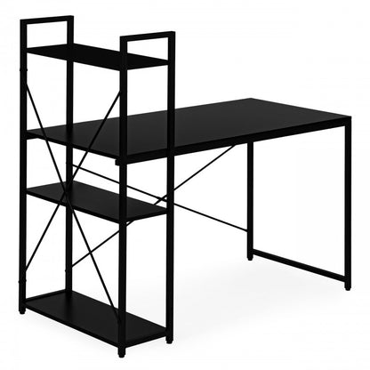 LOFT stila rakstāmgalds ar plauktu 120 × 60 cm, melns