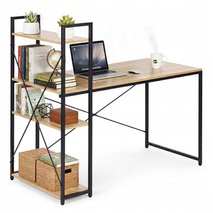 Loft-style desk with shelf 120 × 60 cm, light brown