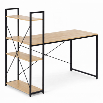 Loft-style desk with shelf 120 × 60 cm, light brown