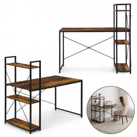 LOFT stila rakstāmgalds ar plauktu 120 × 60 cm