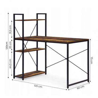 LOFT stila rakstāmgalds ar plauktu 120 × 60 cm