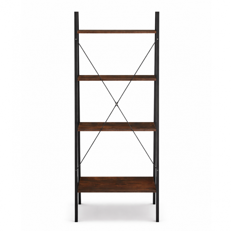 Loft stila 4 plauktu grāmatu plaukts SZ51BR (60x35x147 cm)