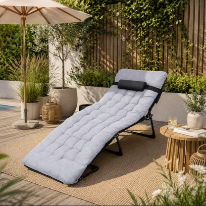 Folding Camping Bed with Mattress – 190 × 68 cm