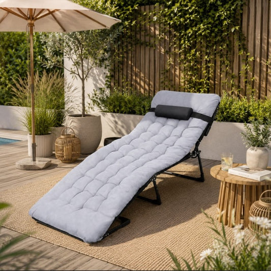 Folding Camping Bed with Mattress – 190 × 68 cm