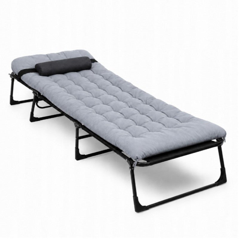 Folding Camping Bed with Mattress – 190 × 68 cm