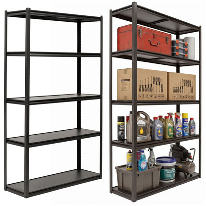 Metal Storage Shelving Unit Springos HA5284, 200 × 120 × 40 cm (5 MDF Shelves, up to 750 kg), Black, HA5284