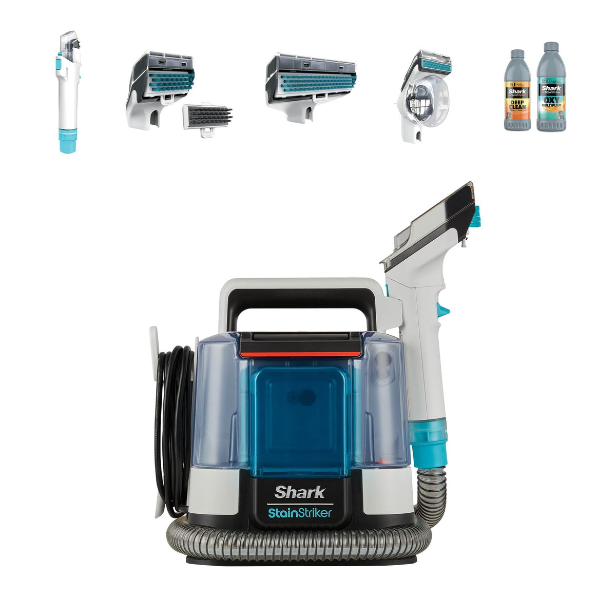 Shark StainStriker PX200EUT portatīvais paklāju un mīksto mēbeļu traipu tīrītājs (Baltā/Zilā krāsā)