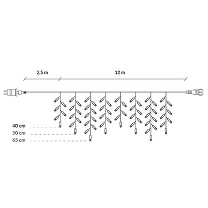 Gaismas aizkars / Lāstekas Springos 300 LED ar pulti, 14.5 m, auksti balta gaisma, IP44