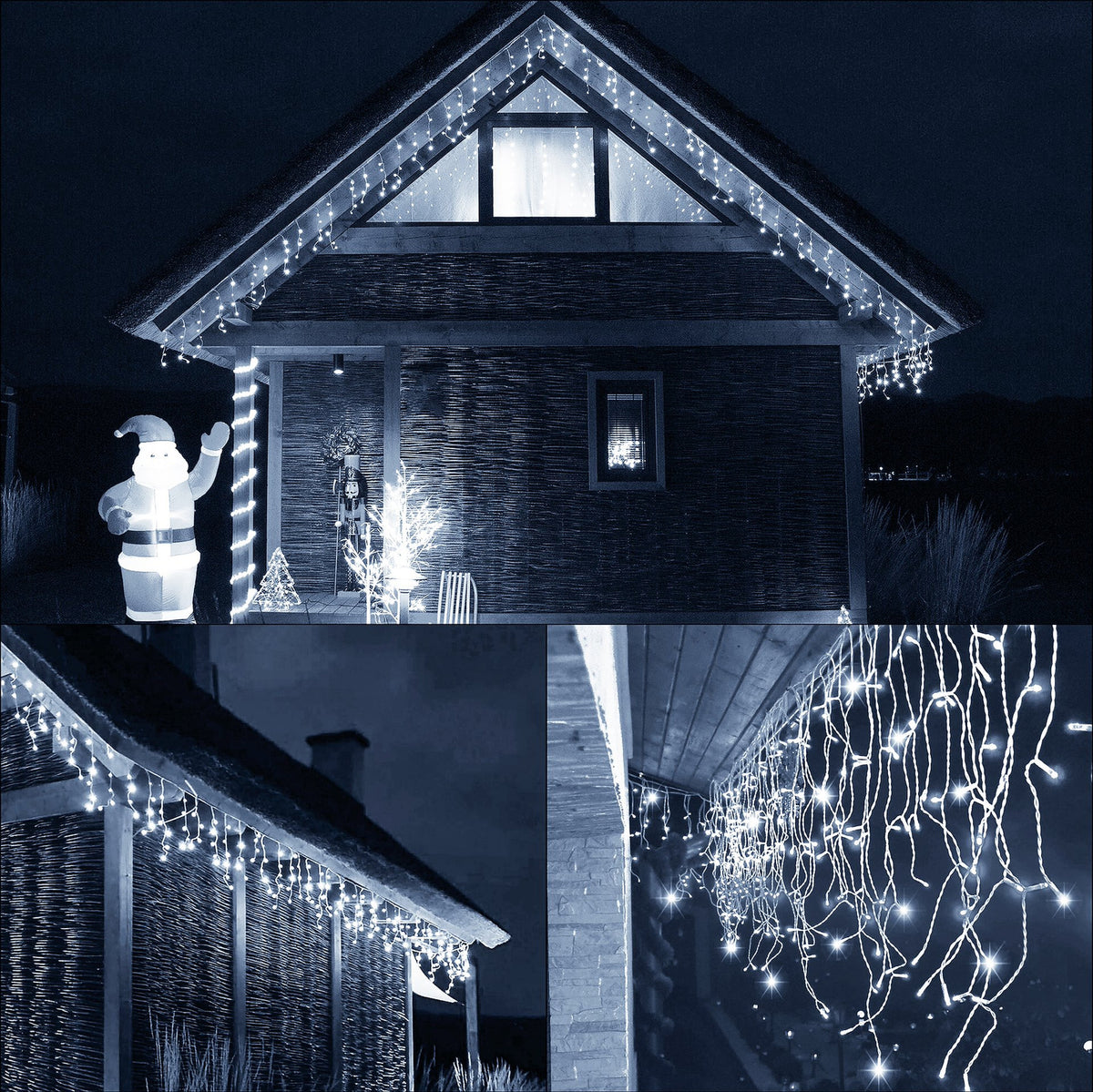 Gaismas aizkars / Lāstekas Springos 300 LED ar pulti, 14.5 m, auksti balta gaisma, IP44