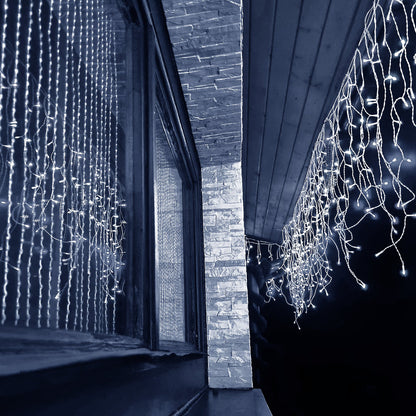 Gaismas aizkars / Lāstekas Springos 300 LED ar pulti, 14.5 m, auksti balta gaisma, IP44