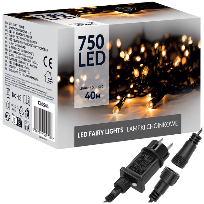 Ziemassvētku LED virtene Springos CL0546 ar pulti (750 LED), 40 m, silti balta, 8 režīmi, CL0546