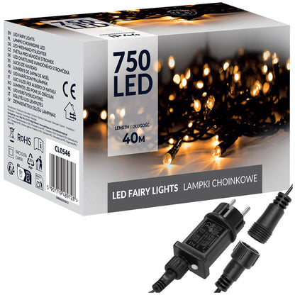 Ziemassvētku LED virtene Springos CL0546 ar pulti (750 LED), 40 m, silti balta, 8 režīmi, CL0546