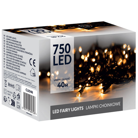 Новогодняя светодиодная гирлянда Springos CL0546 с пультом ДУ (750 LED), 40 м, тёплый белый, 8 режимов, IP44, CL0546