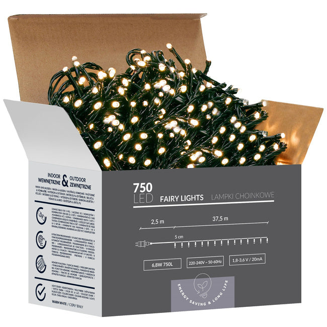 Ziemassvētku LED virtene Springos CL0546 ar pulti (750 LED), 40 m, silti balta, 8 režīmi, CL0546