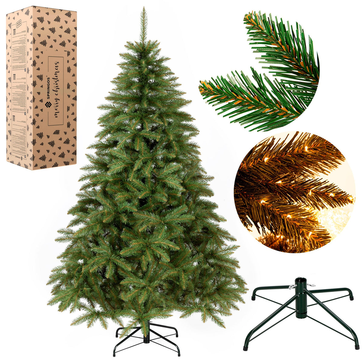 Mākslīgā Ziemassvētku egle Springos CT0171 “Skandināvu egle”, 220 cm (718 zaru gali), CT0171