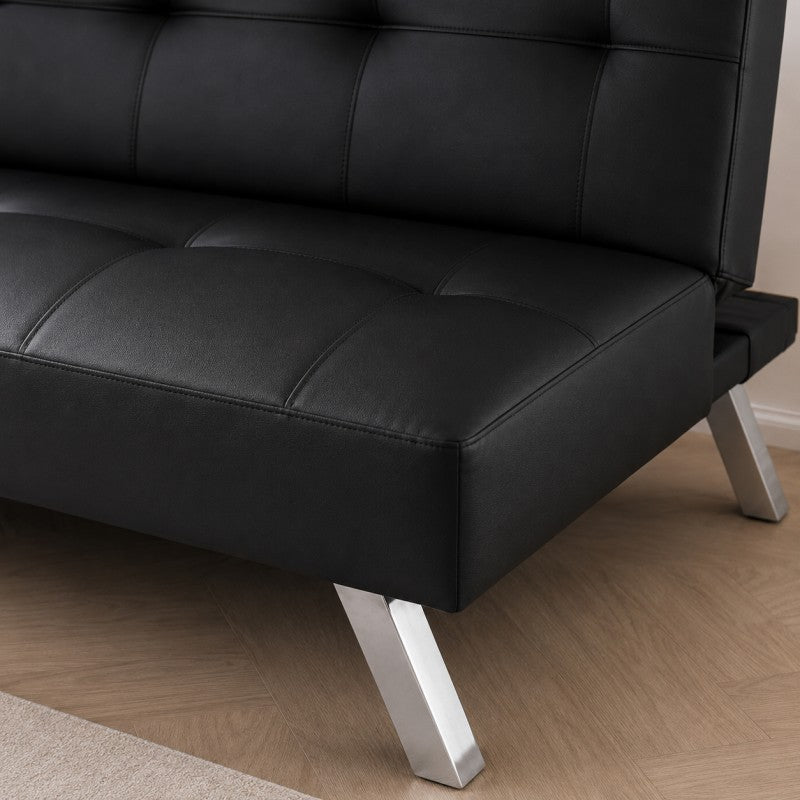 Izvelkams dīvāns FLEX SOF04CZ – Melna mākslīgā āda (167 cm)