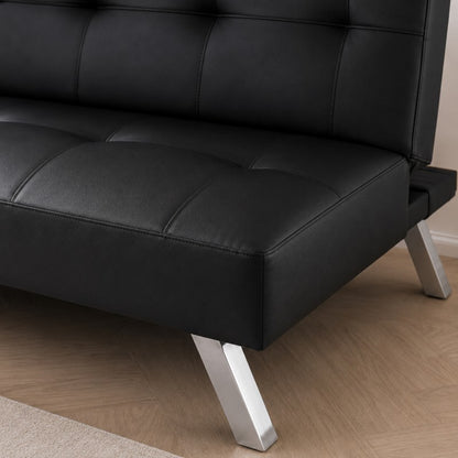Izvelkams dīvāns FLEX SOF04CZ – Melna mākslīgā āda (167 cm)
