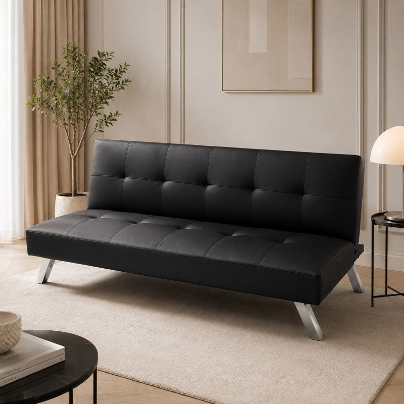 Izvelkams dīvāns FLEX SOF04CZ – Melna mākslīgā āda (167 cm)