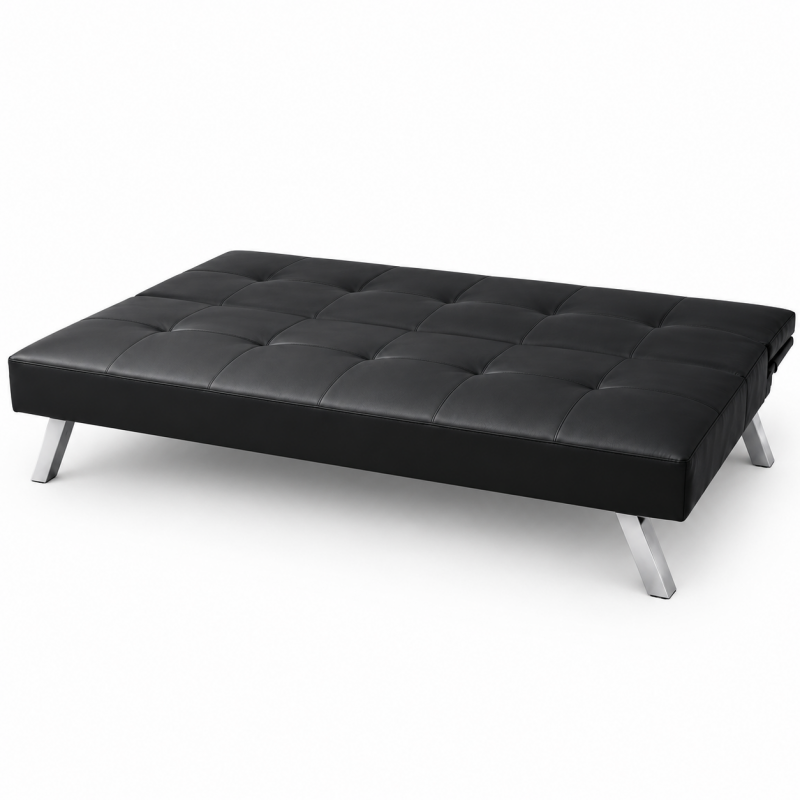 Izvelkams dīvāns FLEX SOF04CZ – Melna mākslīgā āda (167 cm)