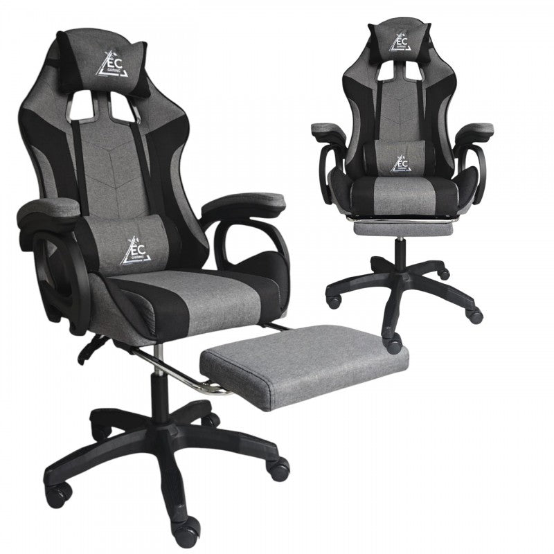 STRIKE Gaming chair with Footrest and Cushions, Grey KO40SZ