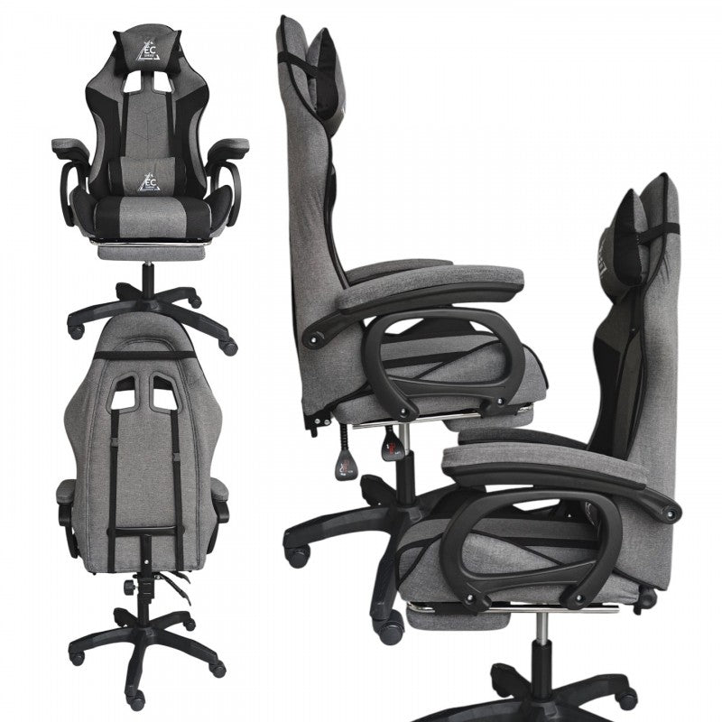 STRIKE Gaming chair with Footrest and Cushions, Grey KO40SZ