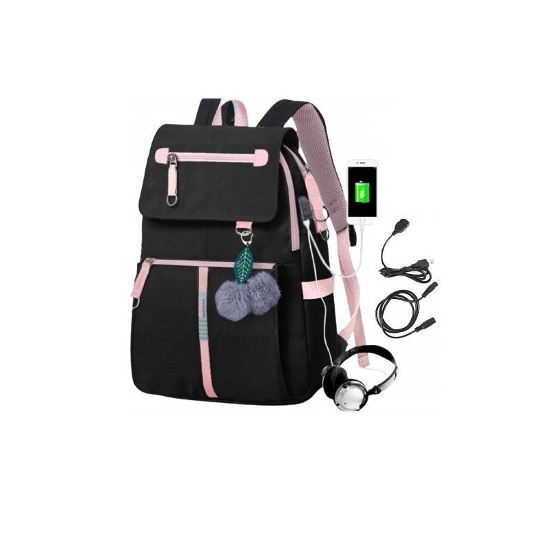 Universal school sports backpack with USB key ring PL158