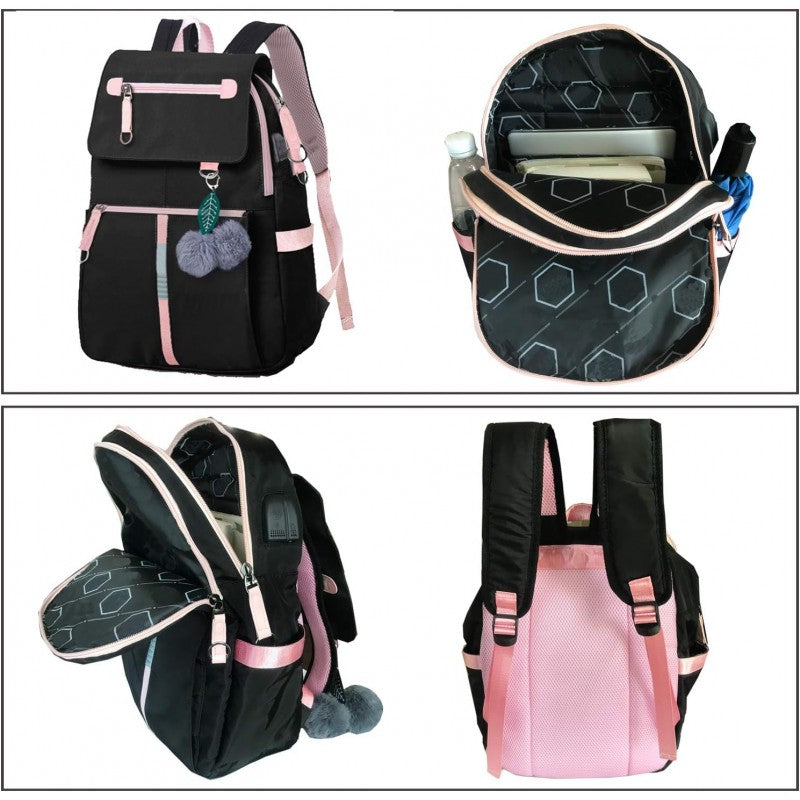 Universal school sports backpack with USB key ring PL158