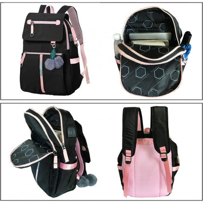 Universal school sports backpack with USB key ring PL158