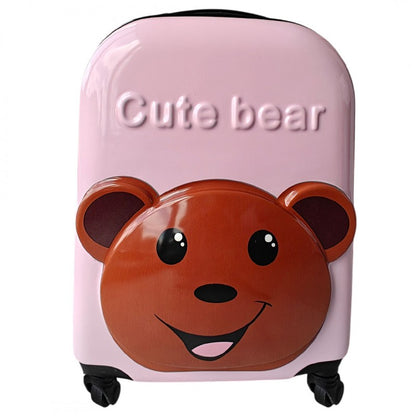 Детский чемодан на колесах для путешествий, Cute bear, розовый.
