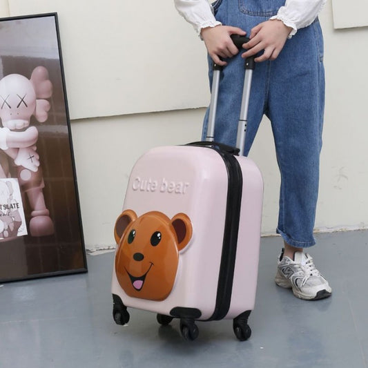 Bērnu ceļojumu koferis uz riteņiem Cute bear, rozā