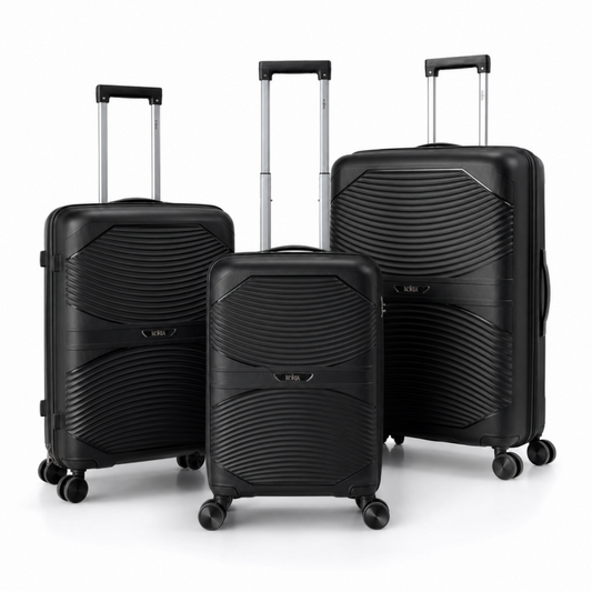 Travel suitcase set Ecarla, 3pcs, black